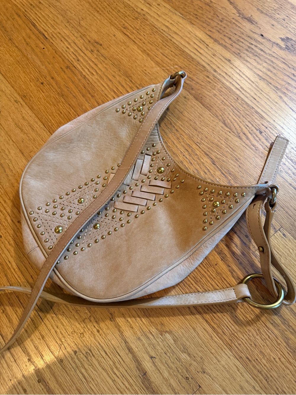 Frye Tan Studded Shoulder Bag